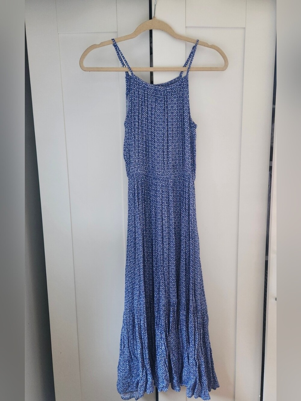 Blue Patterned Midi Dress